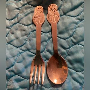 Vintage stainless steel children’s peanuts snoopy spoon and fork set